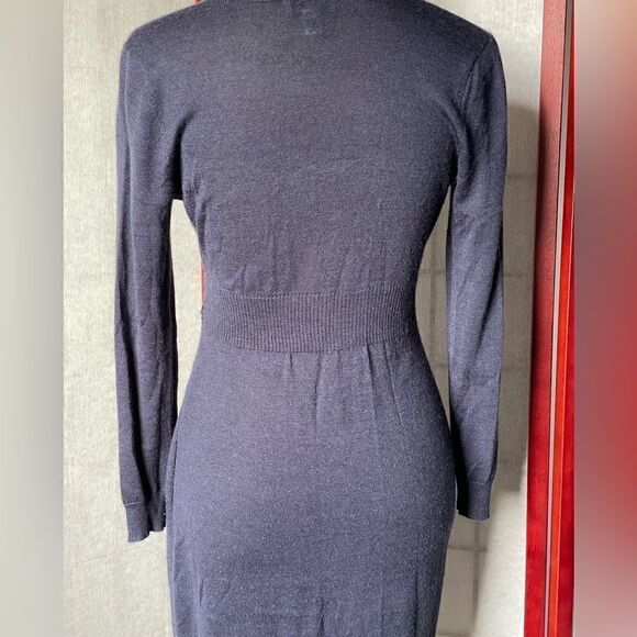 Ann Taylor LOFT Petites Blue Wrap Wool Blend Long Sleeve Dress (Sm/Petite) - Picture 6 of 10